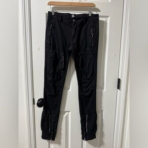 Tulones Currency Collectors Black Moto Cargo Jogger Pants - Men's Size 32
